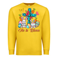 Lemon He is risen with Cross Easter Day Premium Sweatshirt - HowdyJamesFarm