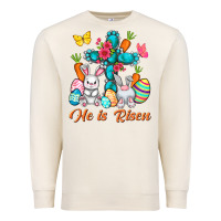 Sandshell He is risen with Cross Easter Day Premium Sweatshirt - HowdyJamesFarm