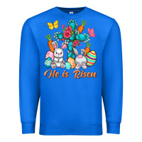 True Royal He is risen with Cross Easter Day Premium Sweatshirt - HowdyJamesFarm