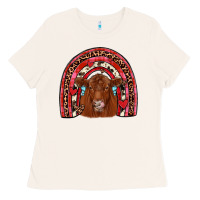 Valentines Red Angus Rainbow Ladies Tee | Teevron