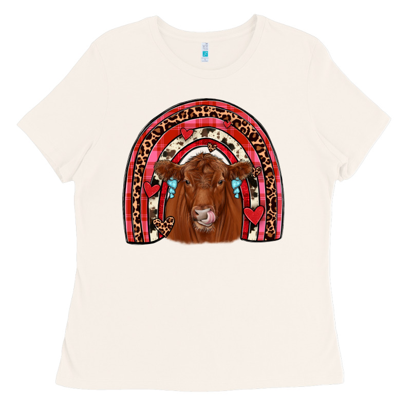 Valentines Red Angus Rainbow Ladies Tee by JahusDesignShop | Teevron