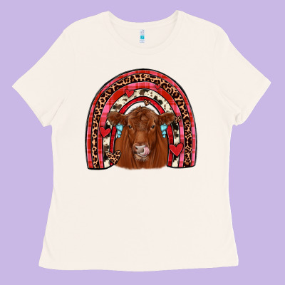 Valentines Red Angus Rainbow Ladies Tee Designed By Jahusdesignshop