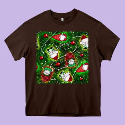 Christmas Gnomes Seamless Pattern Heavy Core Tee Designed By Bundleandbundleshop