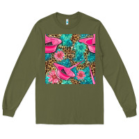 Army Green Hairdresser Hair Color Mixing Bowl And Dye Brush With Flowers And Leop Long Sleeve Tee - BundleAndBundleShop