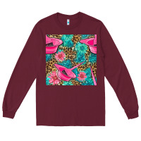 Burgundy Hairdresser Hair Color Mixing Bowl And Dye Brush With Flowers And Leop Long Sleeve Tee - BundleAndBundleShop