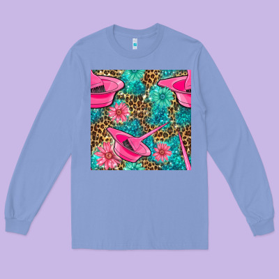 Hairdresser Hair Color Mixing Bowl And Dye Brush With Flowers And Leop Long Sleeve Tee Designed By Bundleandbundleshop