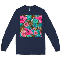 Navy Hairdresser Hair Color Mixing Bowl And Dye Brush With Flowers And Leop Long Sleeve Tee - BundleAndBundleShop