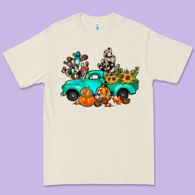 Cactus Pumpkin Truck Fall Premium Tee Designed By Jahusdesignshop