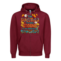 Burgundy I've Survived Too Many Storms Zipper Hoodie - texasbilliewilder