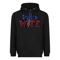 Black police wife with lightning bolt Heavyweight Hoodie - CowGirlArtShop