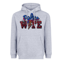 Heather Grey police wife with lightning bolt Heavyweight Hoodie - CowGirlArtShop