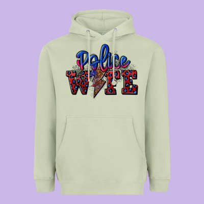 Police Wife With Lightning Bolt Heavyweight Hoodie Designed By Cowgirlartshop