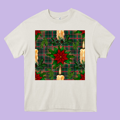 Christmas Candle And Ornaments Seamless Pattern Heavy Core Tee Designed By Bundleandbundleshop