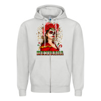 Dove Grey Sugar skull girl with Mexicana Zipper Hoodie - NancyCooperArtShop
