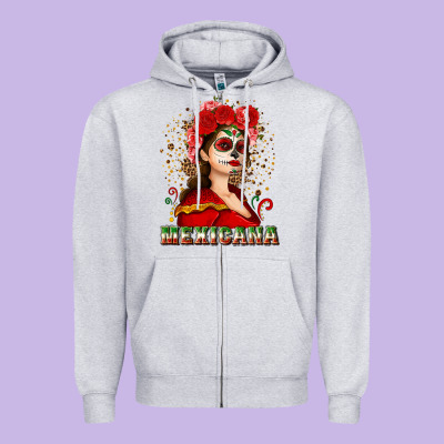 Sugar Skull Girl With Mexicana Zipper Hoodie Designed By Nancycooperartshop