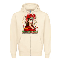 Sandshell Sugar skull girl with Mexicana Zipper Hoodie - NancyCooperArtShop