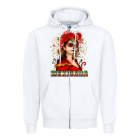 White Sugar skull girl with Mexicana Zipper Hoodie - NancyCooperArtShop