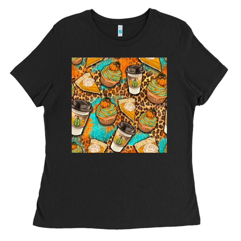 Autumn Cupcakes Seamless Pattern Ladies Tee by BundleAndBundleShop | Teevron