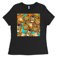 Black autumn cupcakes seamless pattern Ladies Tee - BundleAndBundleShop