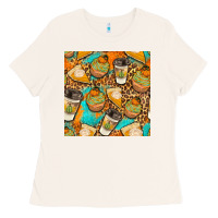 Bone autumn cupcakes seamless pattern Ladies Tee - BundleAndBundleShop