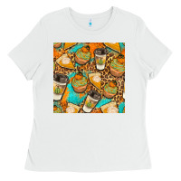 White autumn cupcakes seamless pattern Ladies Tee - BundleAndBundleShop