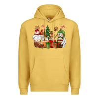 Antique Gold christmas polar bear reindeer and snowman coffee c Premium Hoodie - CowGirlArtShop