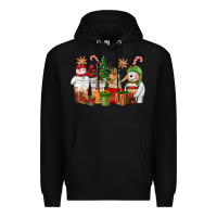Black christmas polar bear reindeer and snowman coffee c Premium Hoodie - CowGirlArtShop