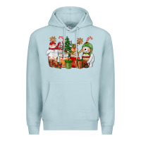 Blue Mist christmas polar bear reindeer and snowman coffee c Premium Hoodie - CowGirlArtShop