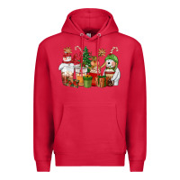 Cardinal christmas polar bear reindeer and snowman coffee c Premium Hoodie - CowGirlArtShop