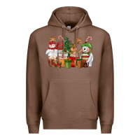 Chestnut christmas polar bear reindeer and snowman coffee c Premium Hoodie - CowGirlArtShop