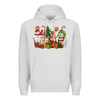 Dove Grey christmas polar bear reindeer and snowman coffee c Premium Hoodie - CowGirlArtShop
