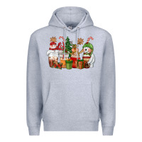 Heather Grey christmas polar bear reindeer and snowman coffee c Premium Hoodie - CowGirlArtShop