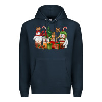 Navy christmas polar bear reindeer and snowman coffee c Premium Hoodie - CowGirlArtShop