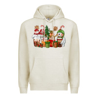 Oatmeal Heather christmas polar bear reindeer and snowman coffee c Premium Hoodie - CowGirlArtShop
