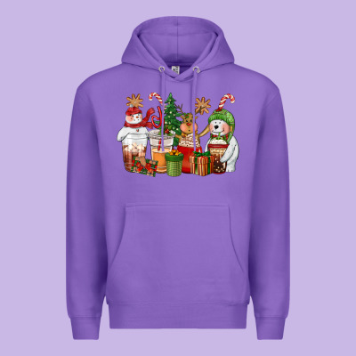 Christmas Polar Bear Reindeer And Snowman Coffee C Premium Hoodie Designed By Cowgirlartshop