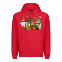 Red christmas polar bear reindeer and snowman coffee c Premium Hoodie - CowGirlArtShop