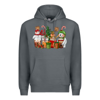 Rock christmas polar bear reindeer and snowman coffee c Premium Hoodie - CowGirlArtShop