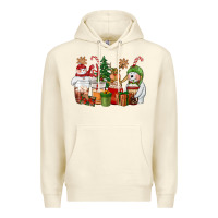 Sandshell christmas polar bear reindeer and snowman coffee c Premium Hoodie - CowGirlArtShop
