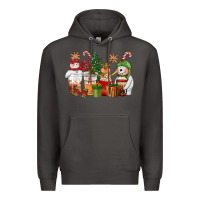 Smoke christmas polar bear reindeer and snowman coffee c Premium Hoodie - CowGirlArtShop
