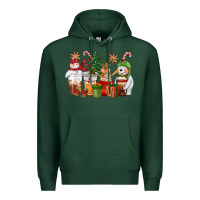 Sports Green christmas polar bear reindeer and snowman coffee c Premium Hoodie - CowGirlArtShop