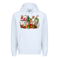White christmas polar bear reindeer and snowman coffee c Premium Hoodie - CowGirlArtShop