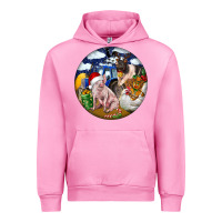 Fuchsia Pink Farm And Pig Urban Hoodie - FaDigitalArtStudio