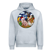 Heather Grey Farm And Pig Urban Hoodie - FaDigitalArtStudio