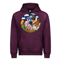 Mauve Wine Farm And Pig Urban Hoodie - FaDigitalArtStudio