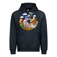 Navy Farm And Pig Urban Hoodie - FaDigitalArtStudio
