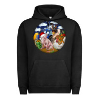 Pigment Black Farm And Pig Urban Hoodie - FaDigitalArtStudio