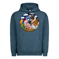 Pigment Midnight Navy Farm And Pig Urban Hoodie - FaDigitalArtStudio