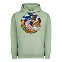 Pigment Oil Green Farm And Pig Urban Hoodie - FaDigitalArtStudio