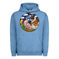 Pigment Pebble Blue Farm And Pig Urban Hoodie - FaDigitalArtStudio