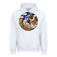 White Farm And Pig Urban Hoodie - FaDigitalArtStudio